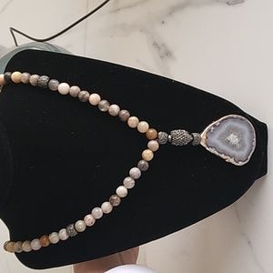 Glazed Gold Plated Agate Long Necklace